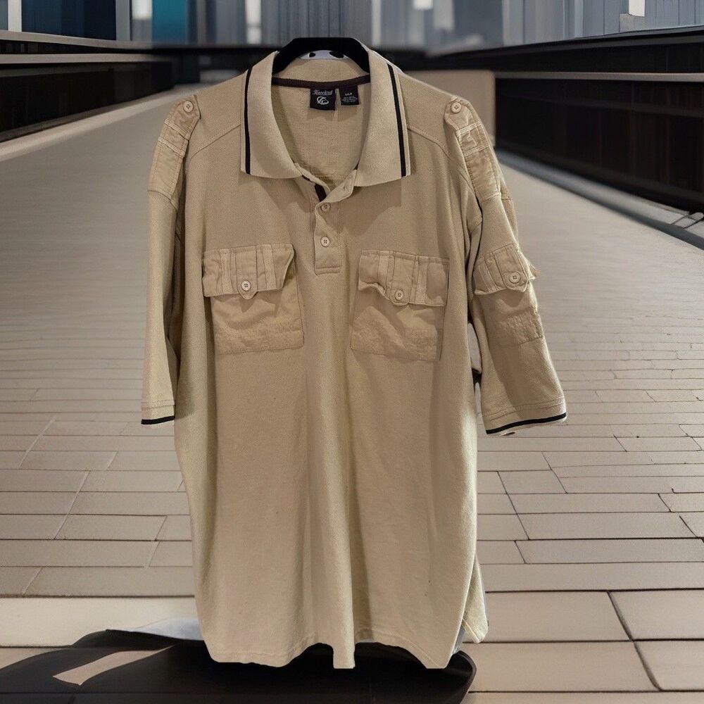 BIG & TALL Knockout Mens Polo Shirt Khaki 3XLB Fair Used Condition